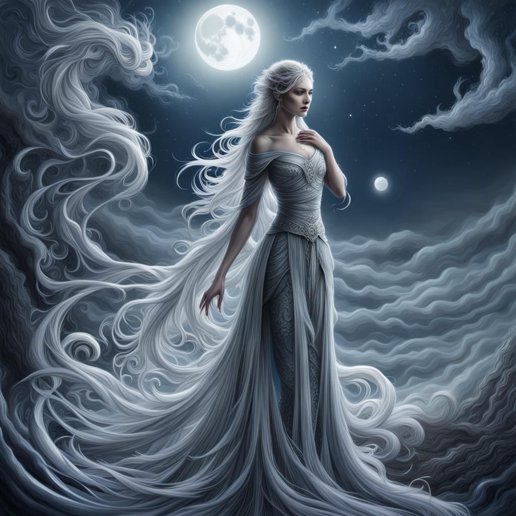 Fractal Moonlight: A Cosmic Dance of Silver Lines