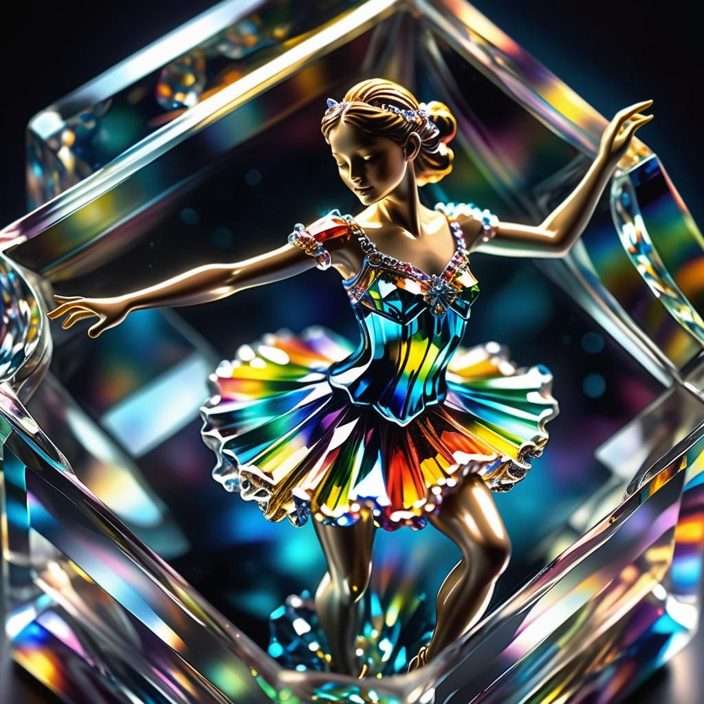 Glass Star Dancer Figurine in Crystal Box, HDR