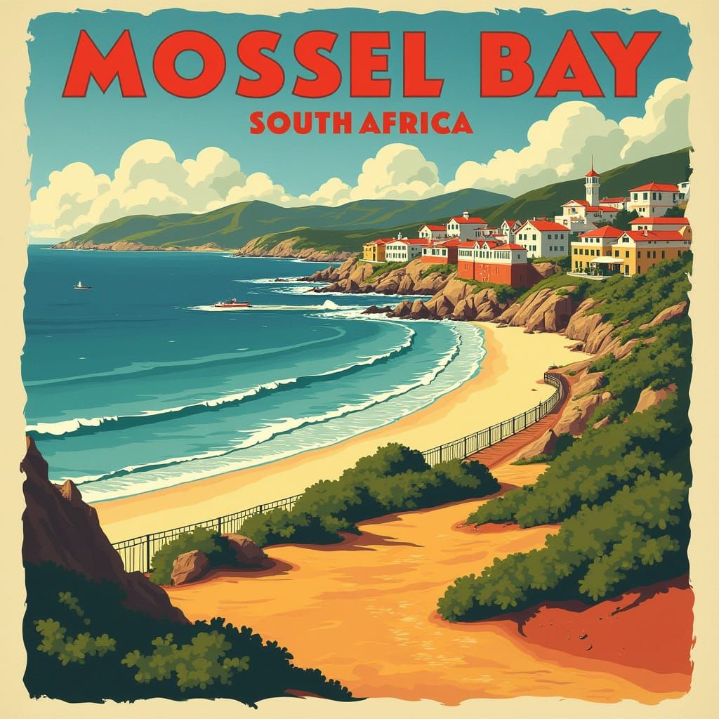 Vintage Travel Poster: Mossel Bay, South Africa