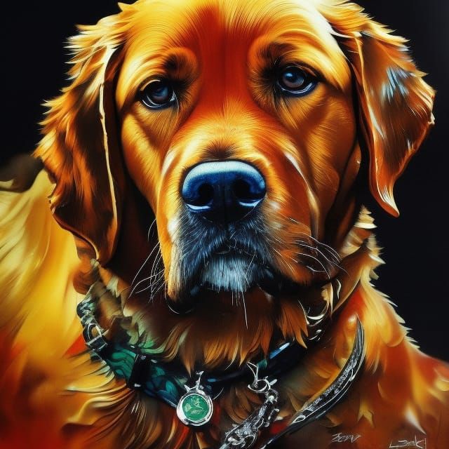 Ink Splash Golden Retriever in Bold Colors