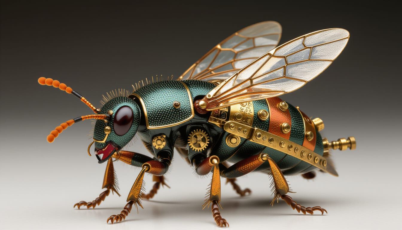 Steampunk Ladybug Warrior in Detailed Armor