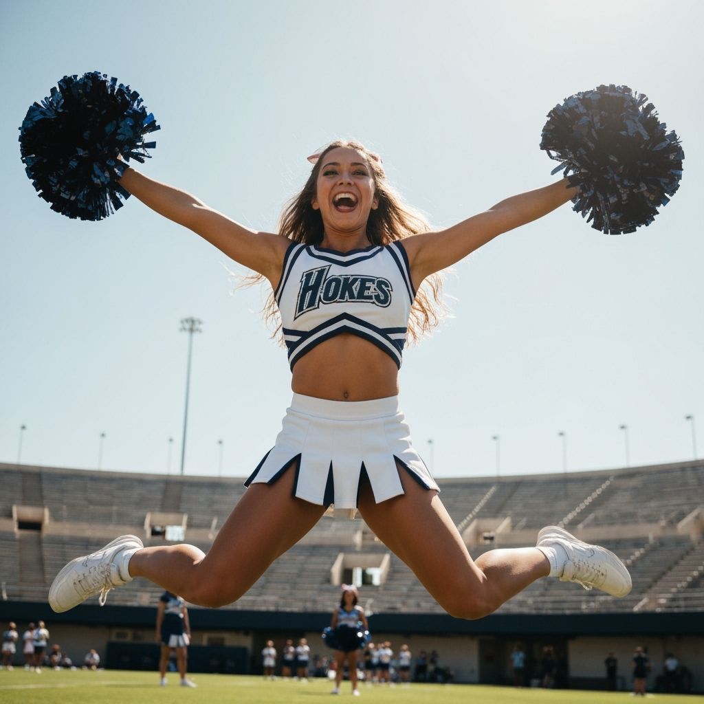 Dynamic Cheerleader in Joyous Motion
