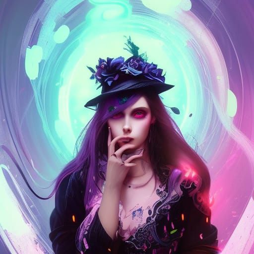 Alice in Wonderland: Cyberpunk Portrait in Vivid Colors