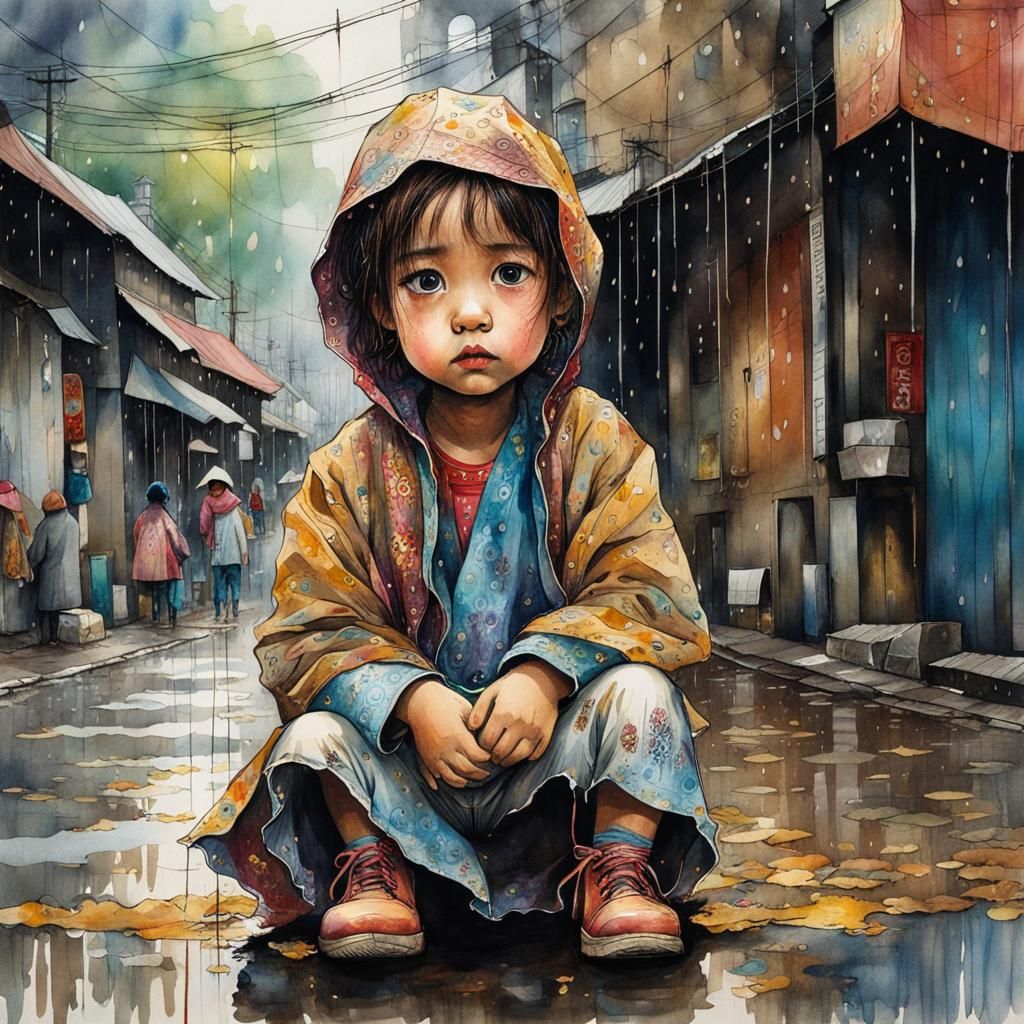 Street Urchin in the Rain