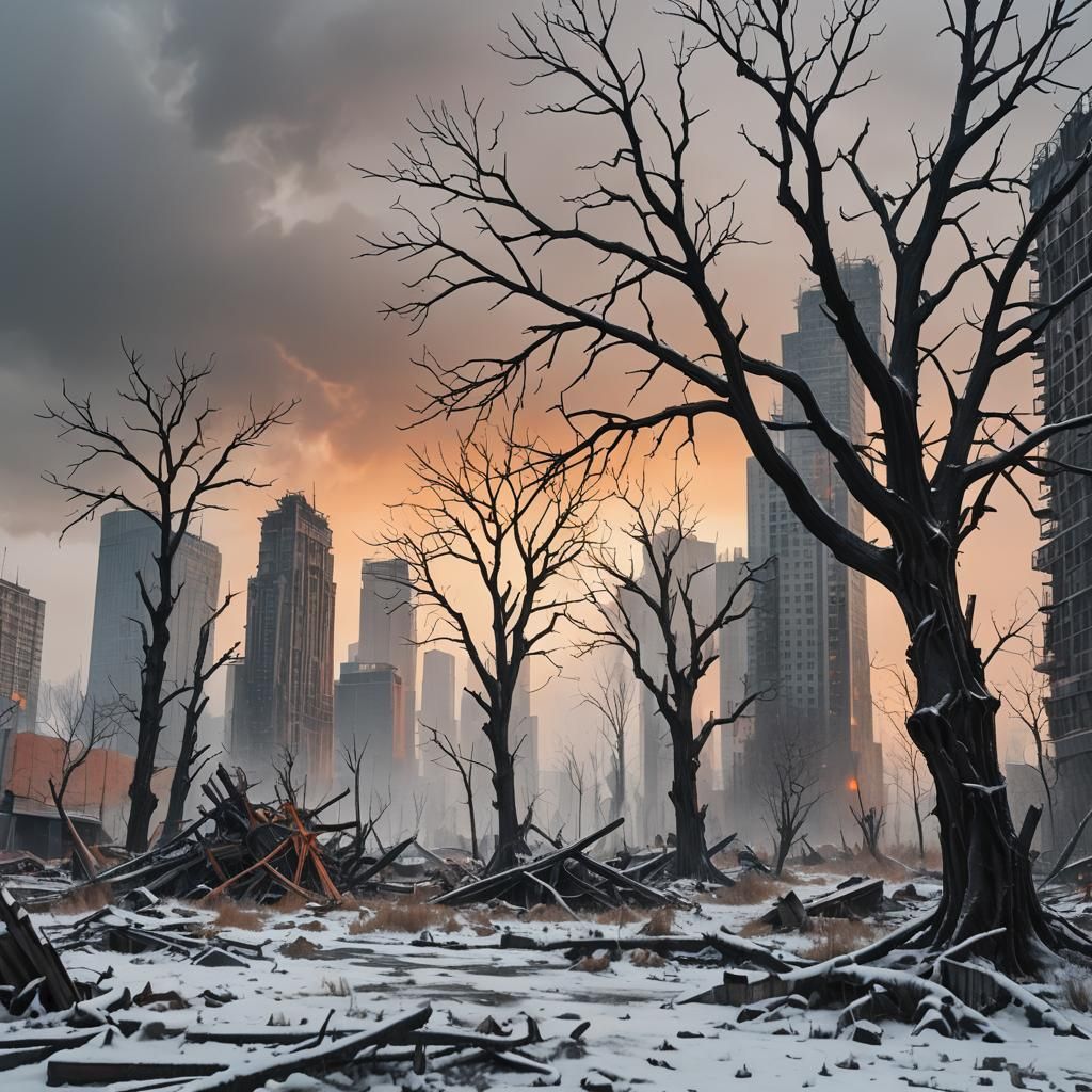 Cyberpunk Winter: A Desolate, Snow-Covered Metropolis