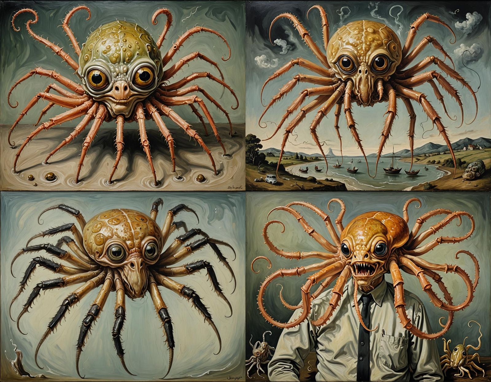 Grotesque Hybrid Creature in Surreal Oil Painting Style