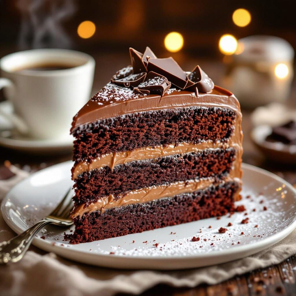 Hyperrealistic Chocolate Cake with Caramel-Chocolate Cream
