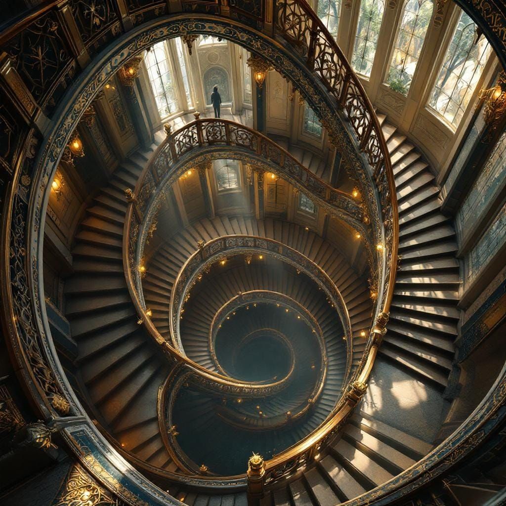 Majestic Infinite Staircase in Surrealist Style
