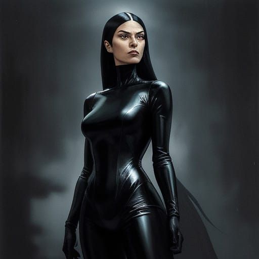 Gothic Noir Woman Emerges from Shadows