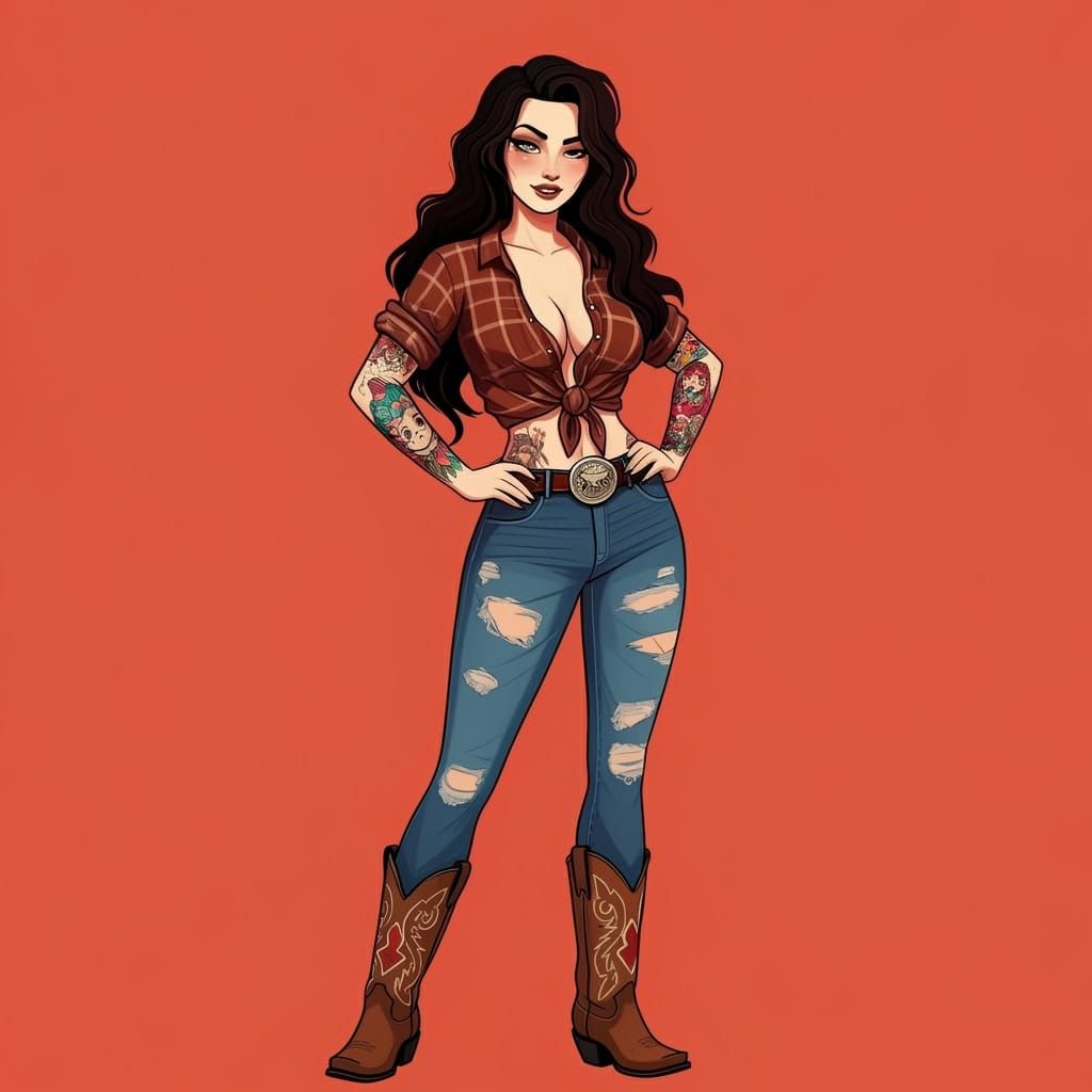 Vibrant Country Rebel with Bold Tattoos in a Shawn Barber-In...