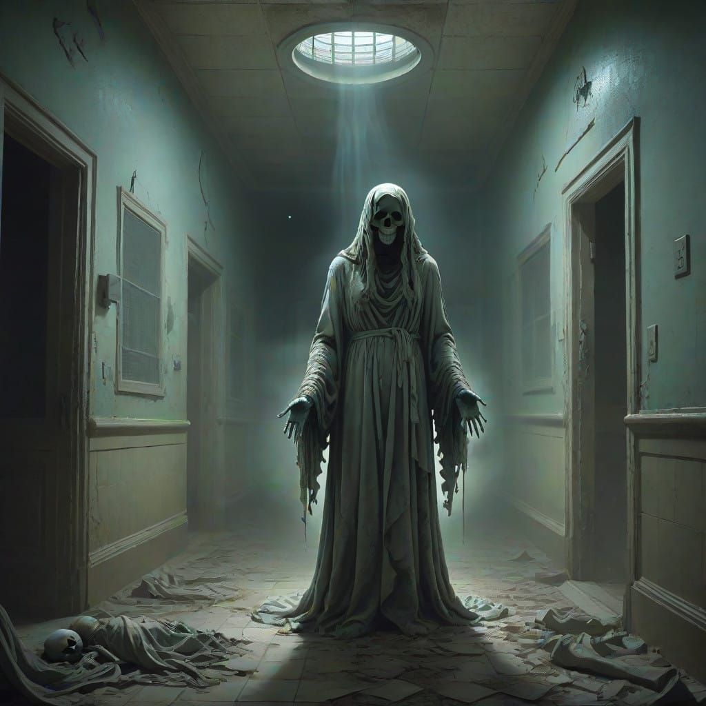 Haunted Hospital Spirit in a Dark Gothic Style