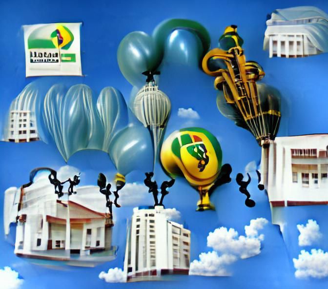 Classical Brazilian Buildings with Balloons