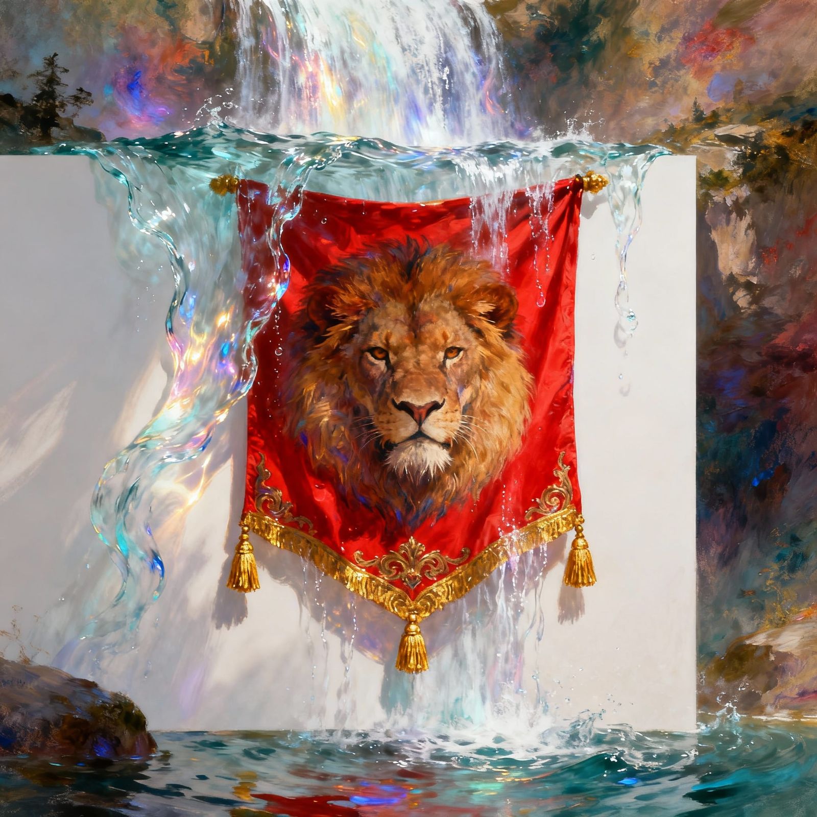 Water Reveals Heroic Lion Banner Art