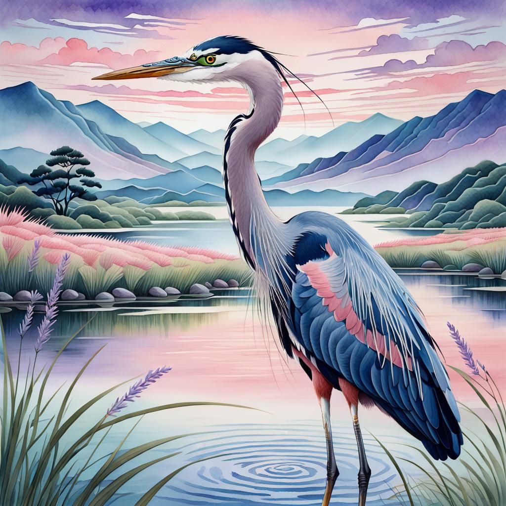 Ukiyoe heron