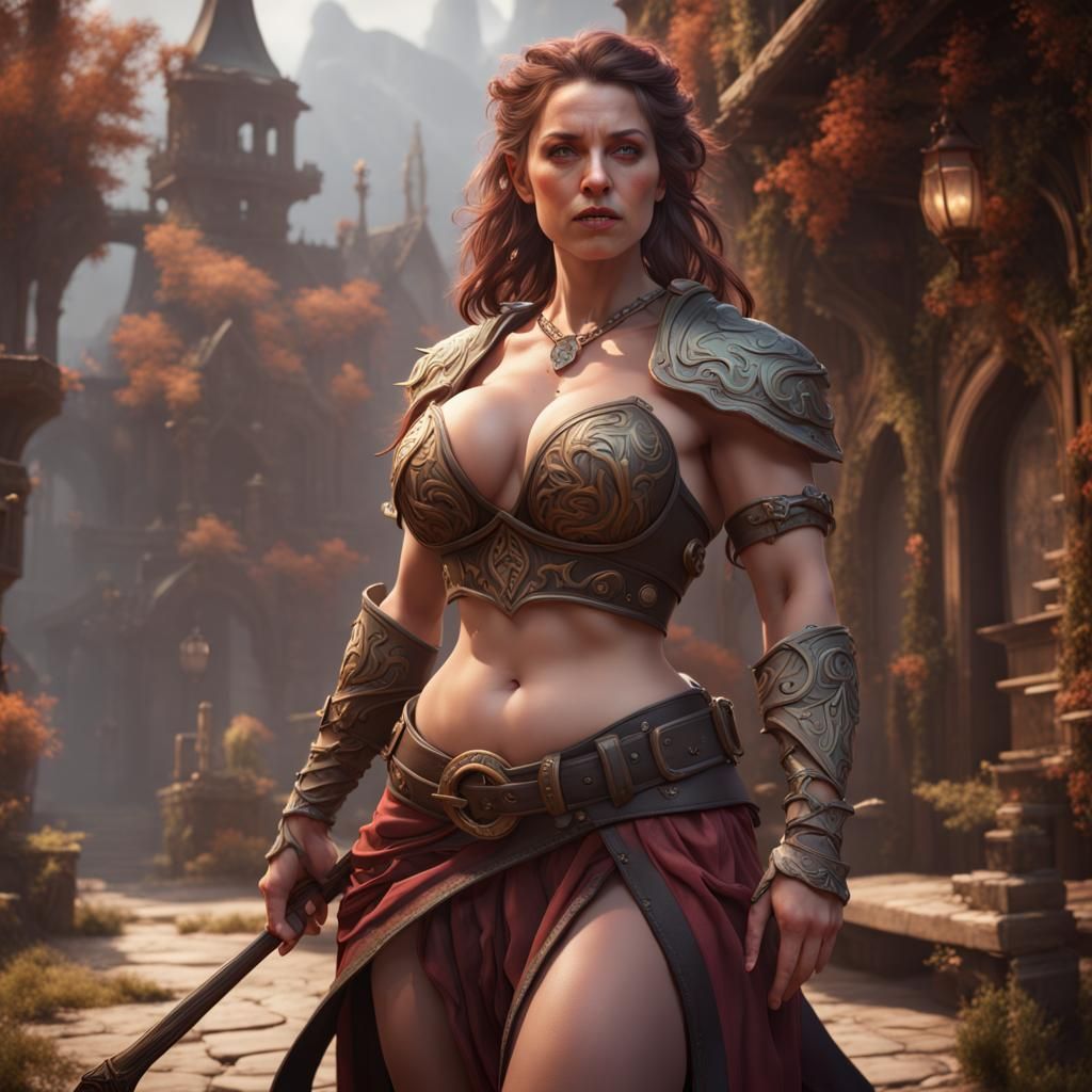 Fantasy Art of a Muscular Female Bard