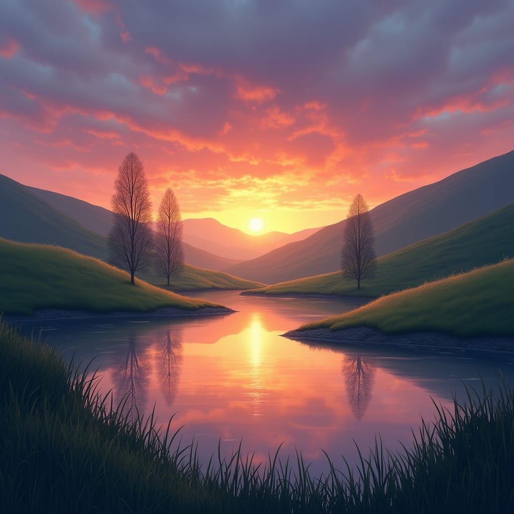 Peaceful Sunset Landscape at Dusk