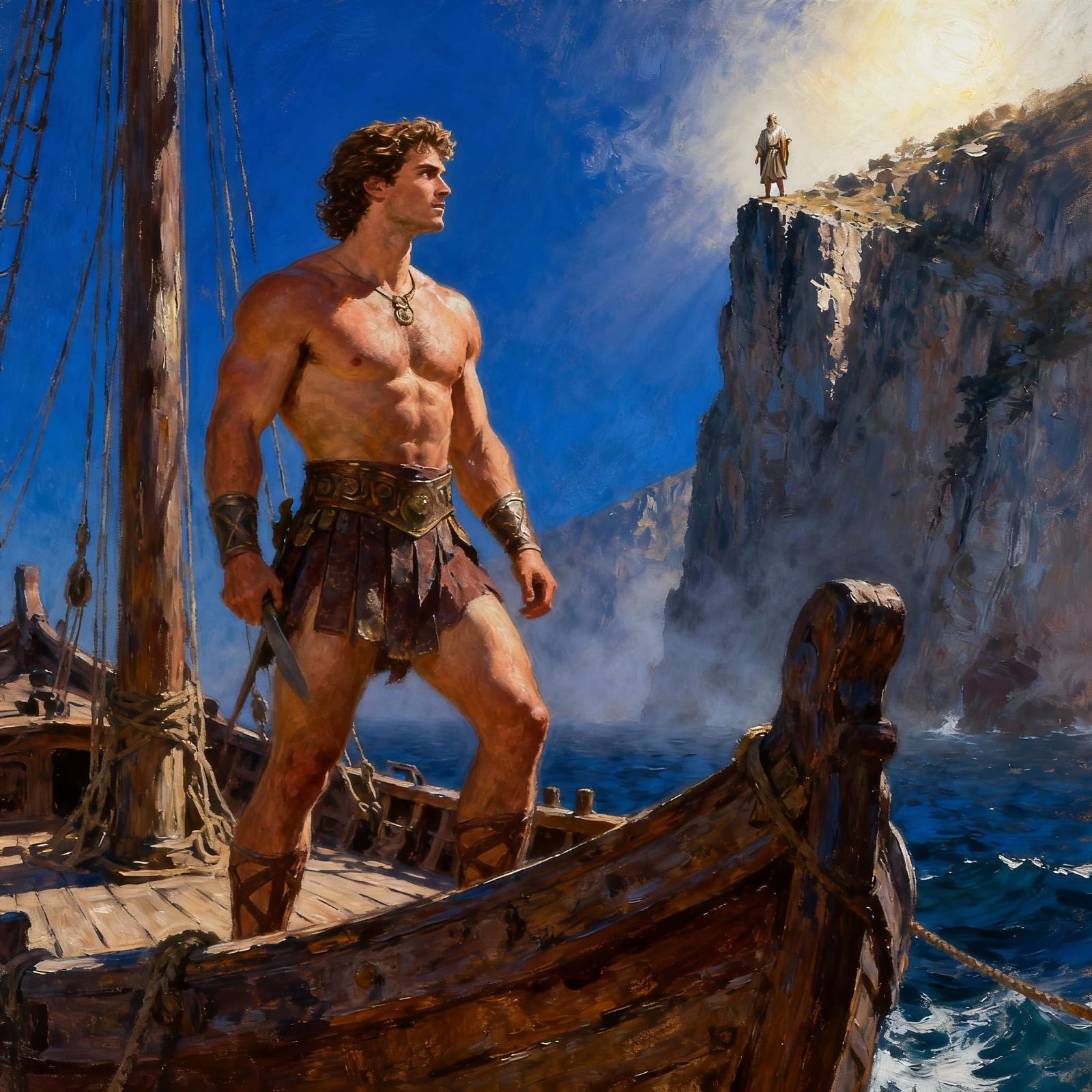 Heroic Theseus Returns Home in Dramatic Painterly Style