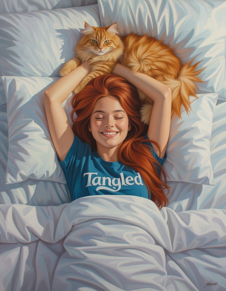 Woman with Cat: Hyperrealistic Oil and Acrylic Illustration