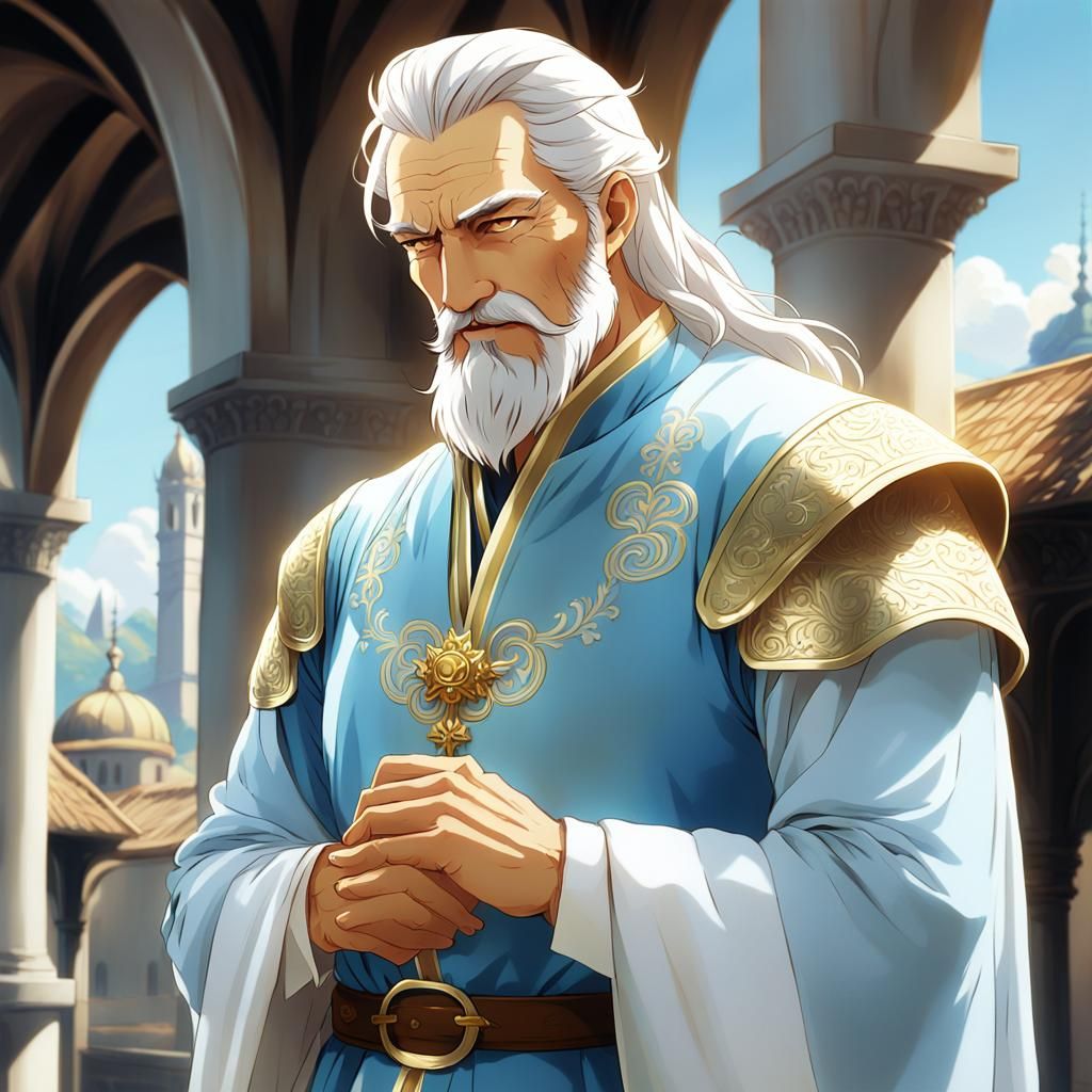 Medieval Lord in Anime Style, Cel-Shaded Art