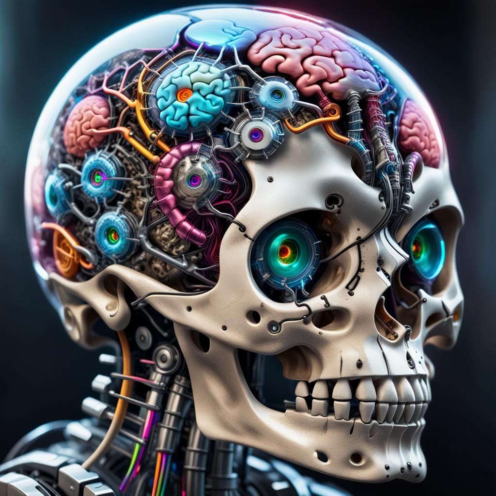 Clear Skull Reveals Colorful Cybernetic Brain