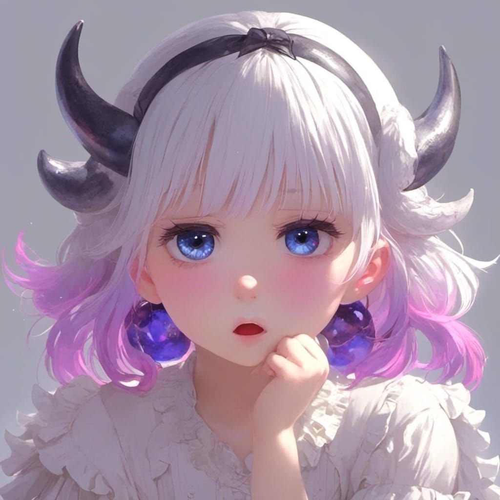 Kanna Kamui Portrait in Hyperdetailed Anime Style