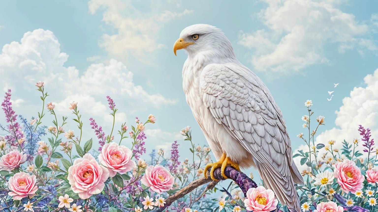 Lace Art: Blooming Flowers and Graceful Eagle