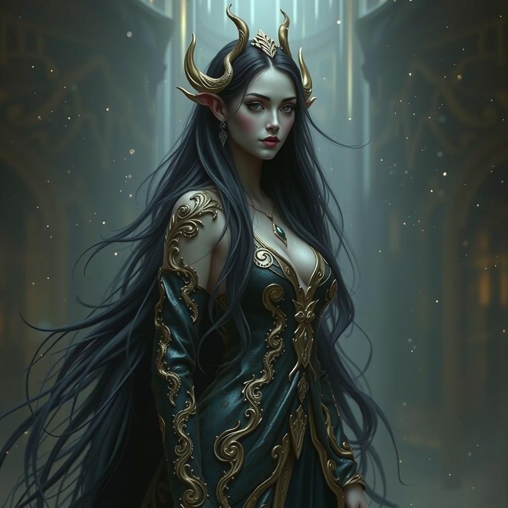 Ethereal Serpent Goddess in Dreamy, Mystical Style