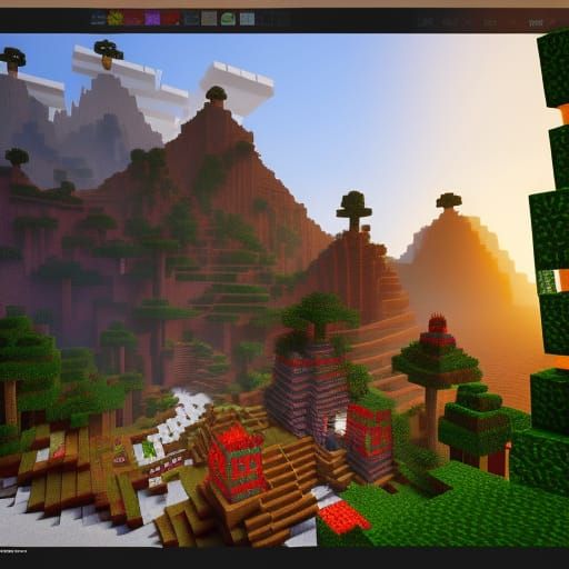 Detailed Minecraft Matte Painting in Deep Color