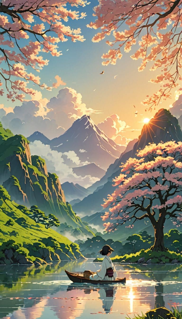 Serenity in Bloom: A Tranquil Anime Key Visual