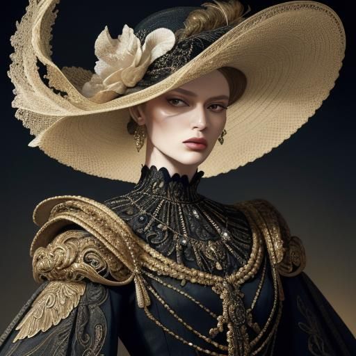 Ornate Haute Couture Hat in Macro Photography