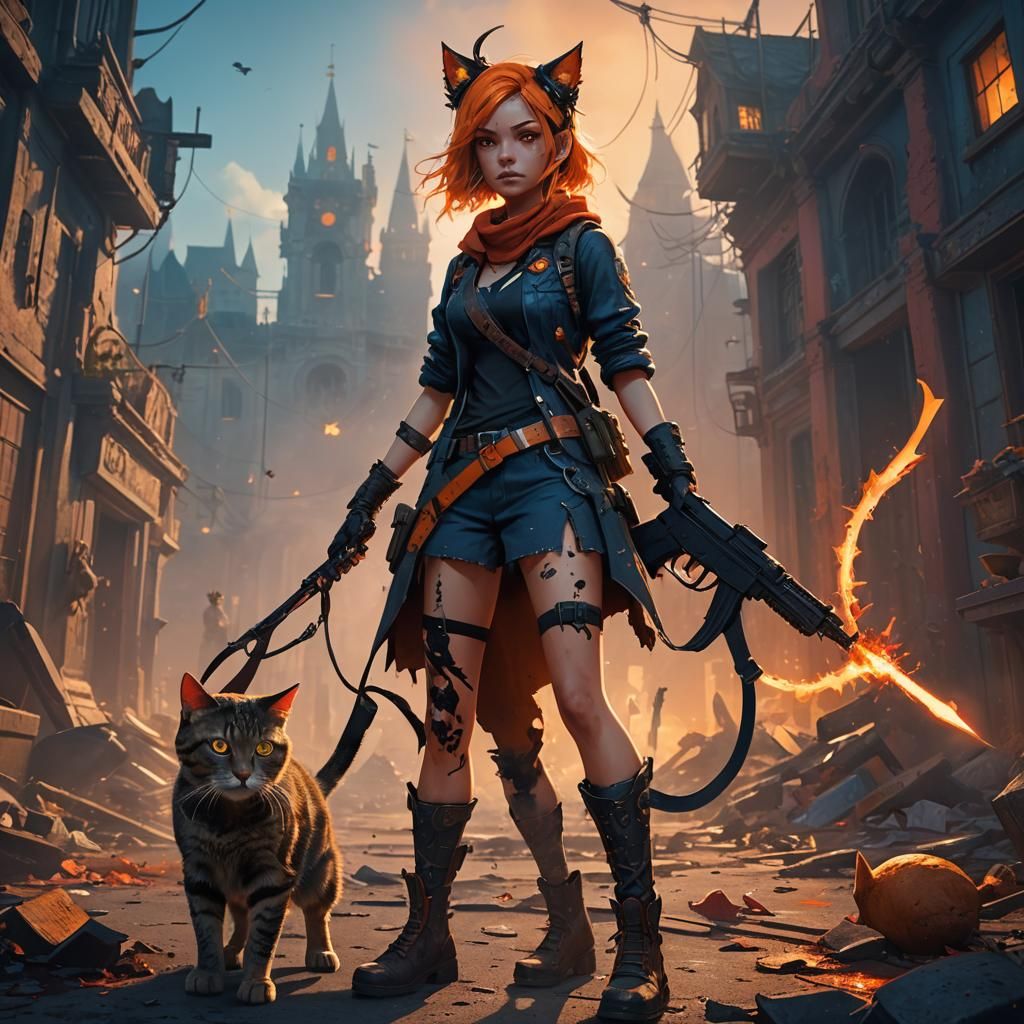 Fantasy Girl with Cat Ears in Ethereal Lighting