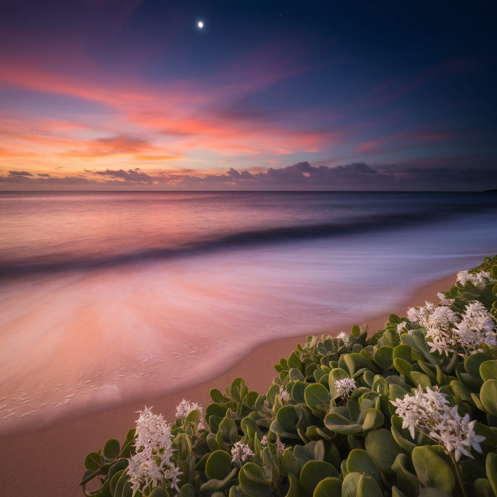 A Summer Night by the Sea in Vibrant Hues