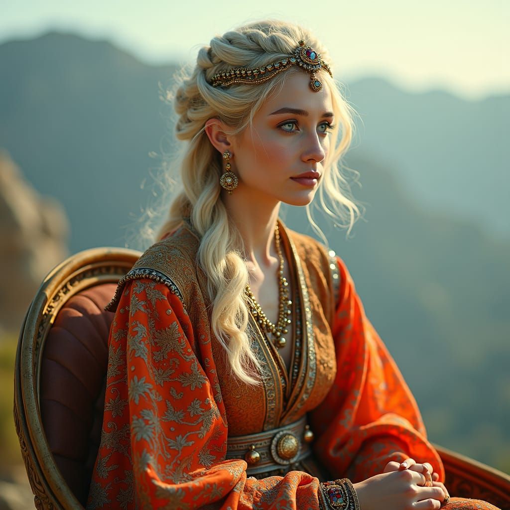 Albanian Goddess Prende in Ethereal Chariot