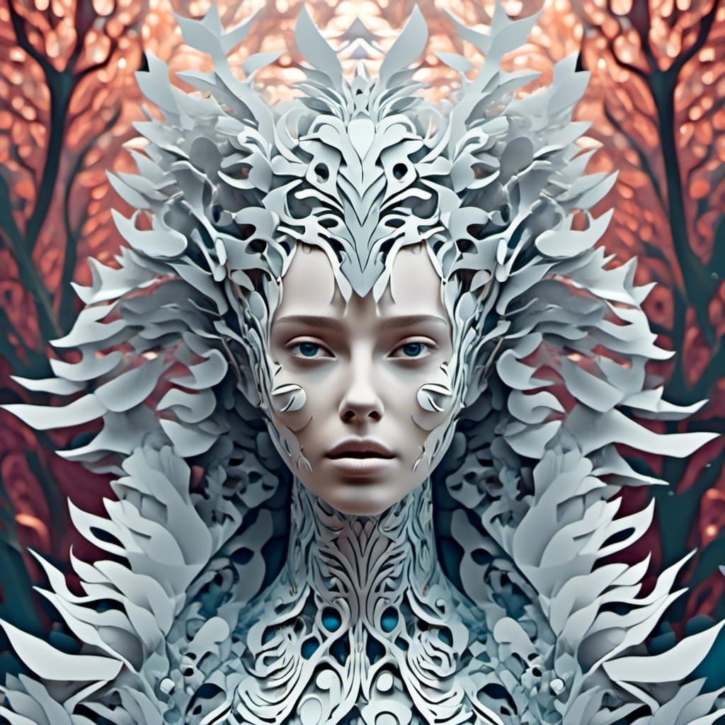 Rice Paper Woman in Scandinavian Forest Design