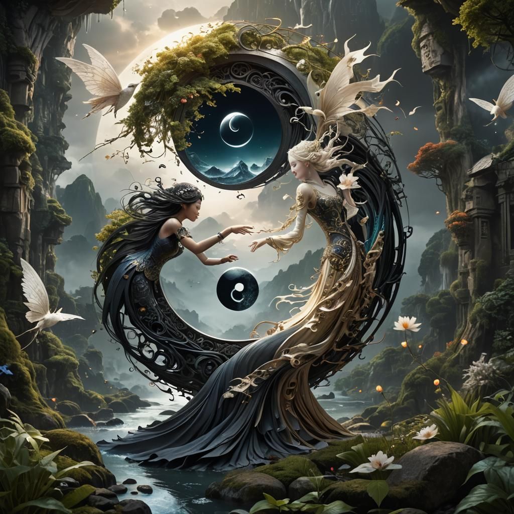 Yin and Yang Fairy in Digital Matte Painting