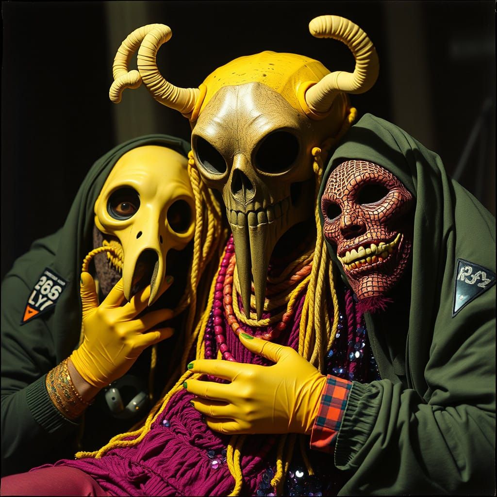 Grotesque Low-Budget Horror Scene in Muted Colors