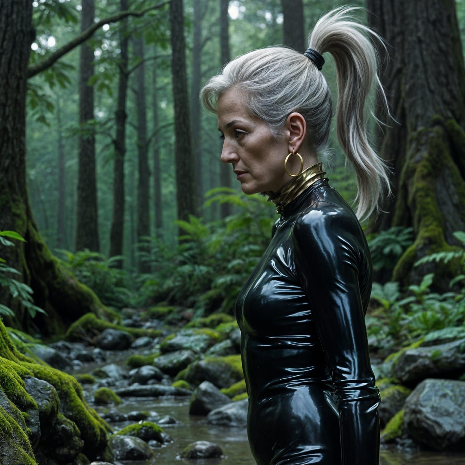 Thalia explores one of the little creeks on the property.