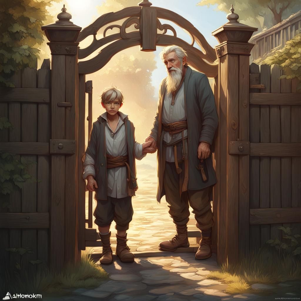Father and Son Portrait in Hyperdetailed Style