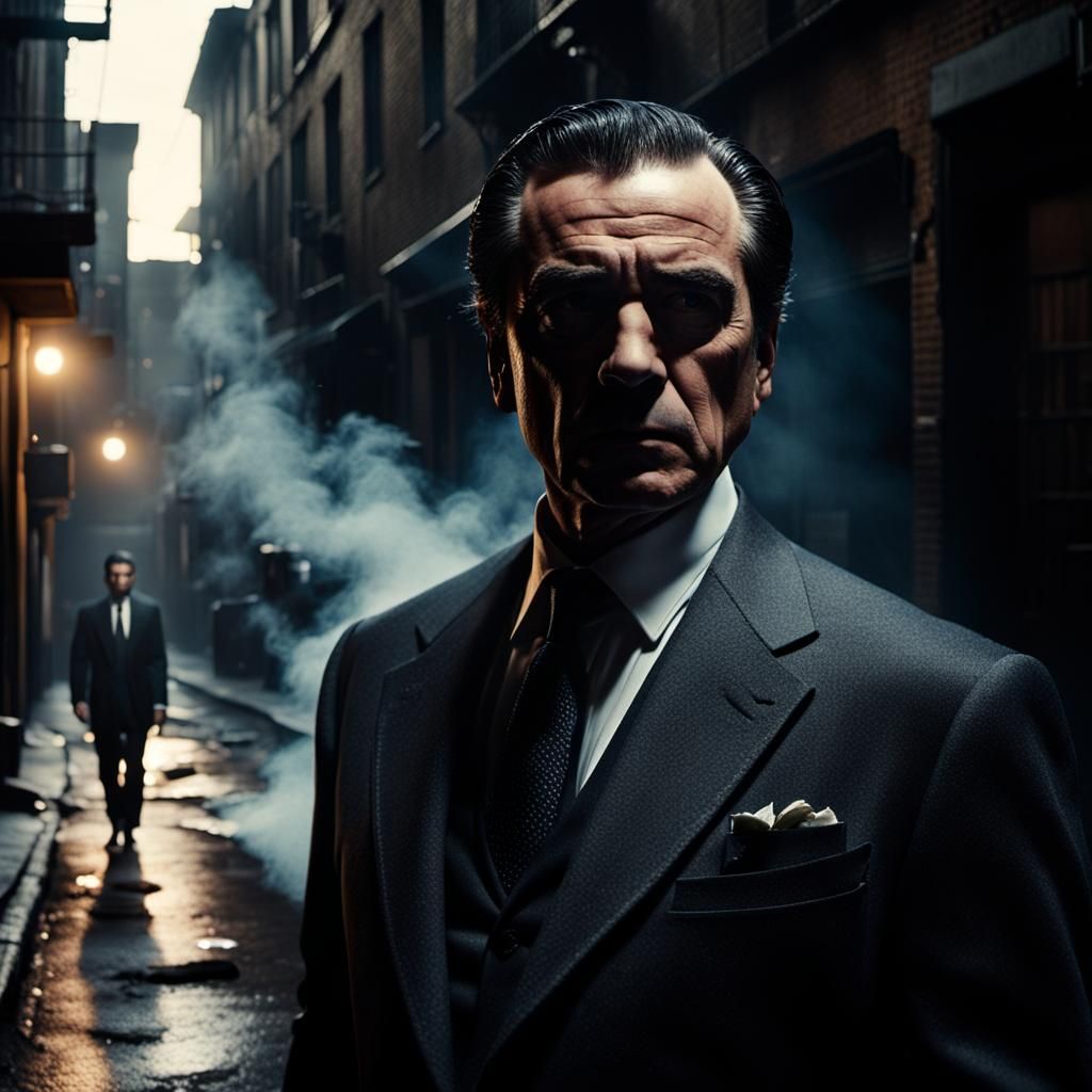 Dramatic Mafia Gangster in a Dark Alleyway