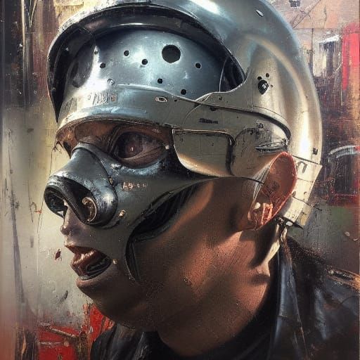 Dieselpunk Metal Portrait in Oil on Canvas