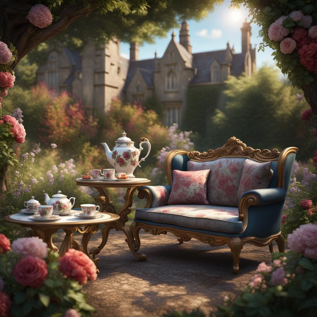 English Garden High Tea: Detailed Matte Painting