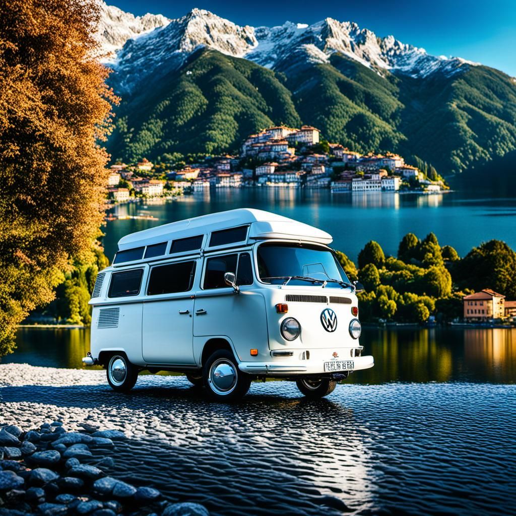 Lake Como VW Camper Van in Morning Light