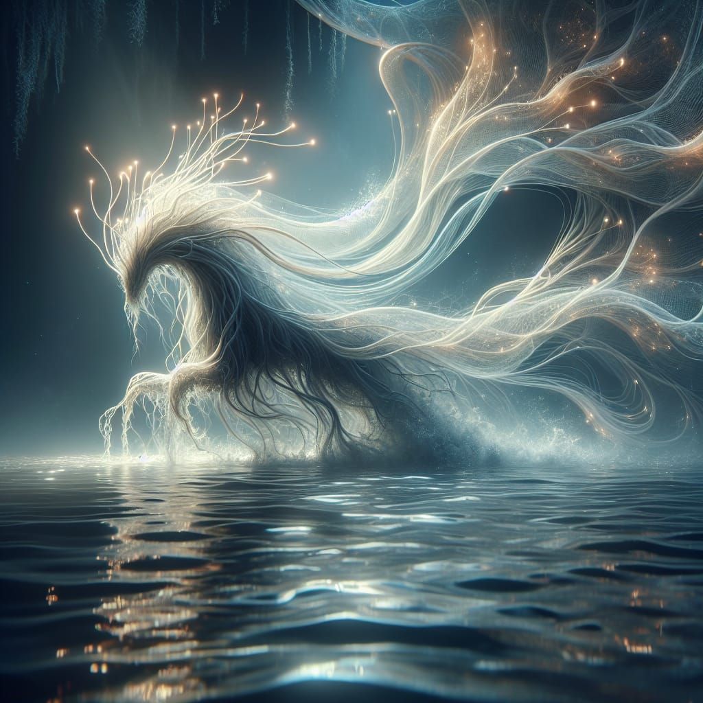 Ethereal Water Elemental with Glowing Mycelium