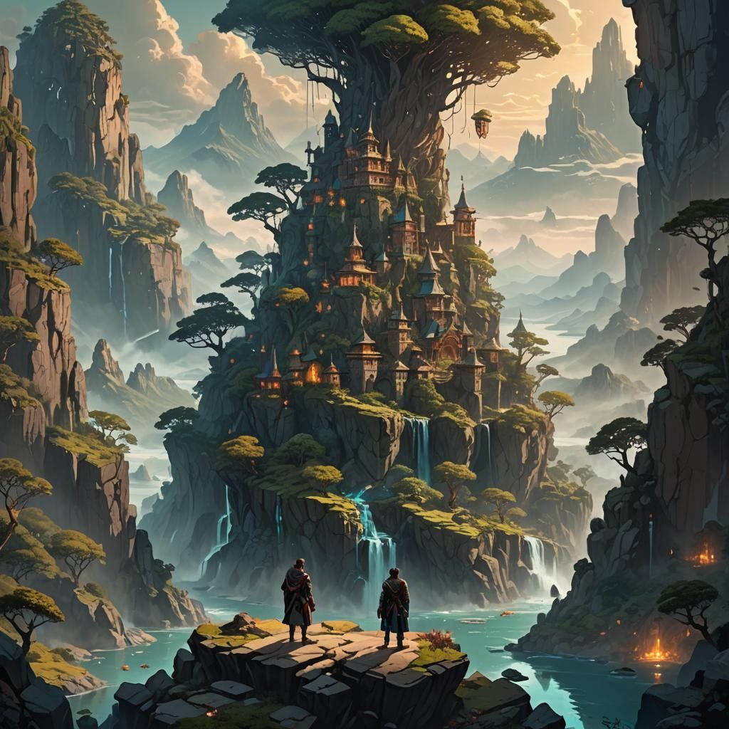 Fantasy Teacher on Floating Mountain Islands