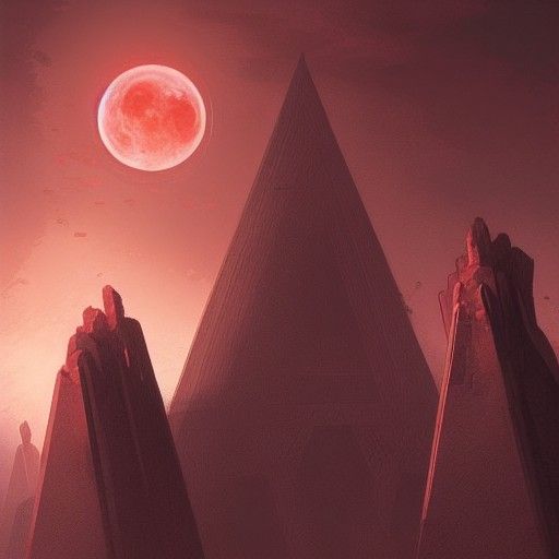Sinister Blood Moon Over Egypt: Dark Fantasy Art