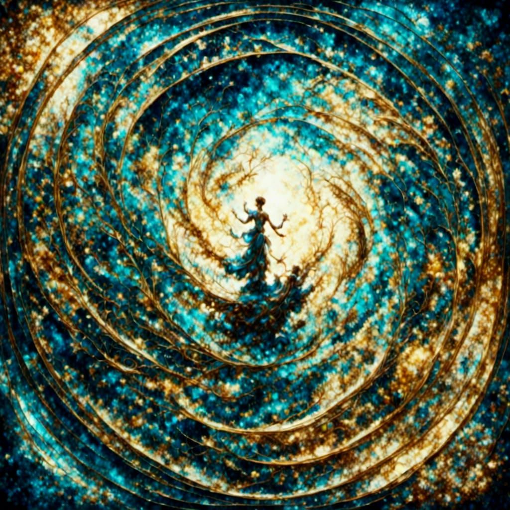 Holographic Astral Firmament Illustration in Mixed Media