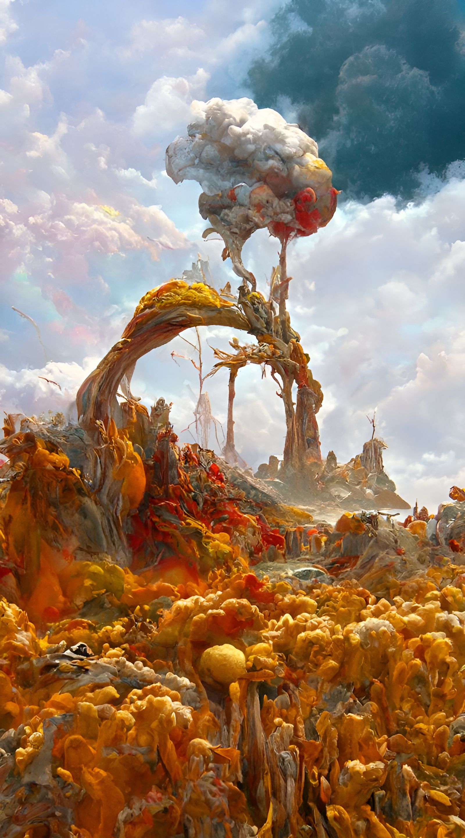 Volcanic Eruption in Mountainous Terrain