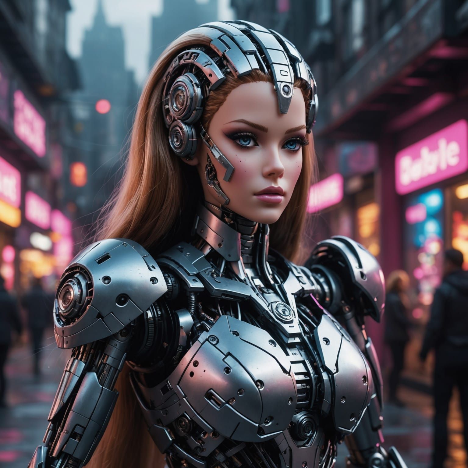 Cyborg Barbie Dolls in Digital Matte Painting Style
