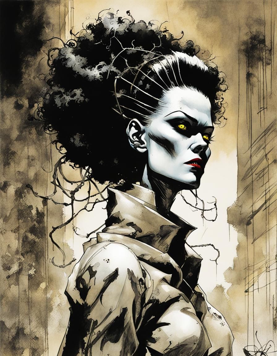 Bride of Frankenstein Comic Art in Bisley Style