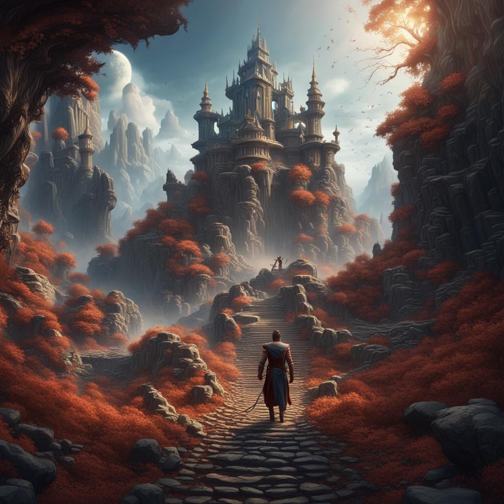 Man's Spiritual Journey in Detailed Matte Painting